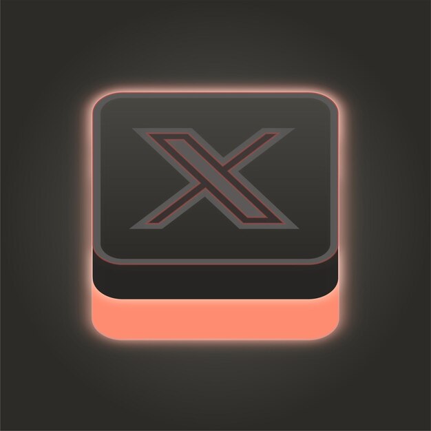 Crear impacto con un icono de Twitter de neón rosa de coral 3D en fondos oscuros