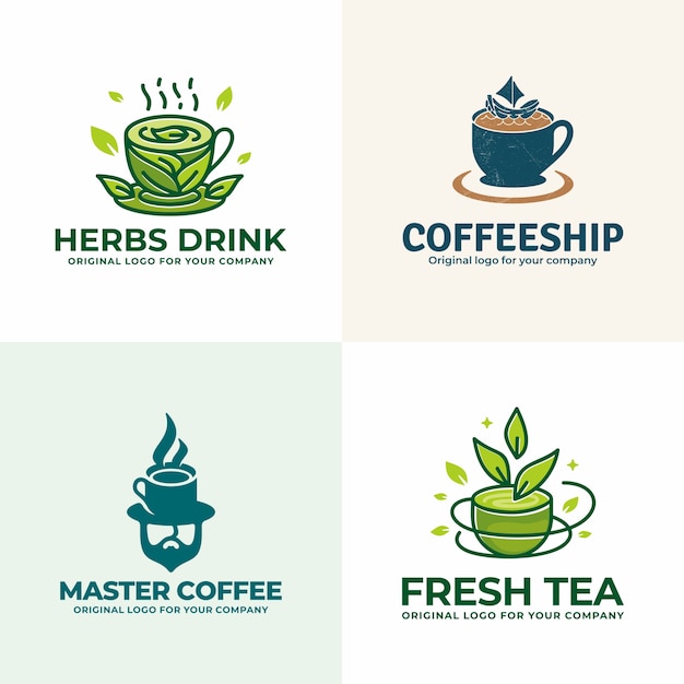 Creativa colección única de logotipos de bebidas.