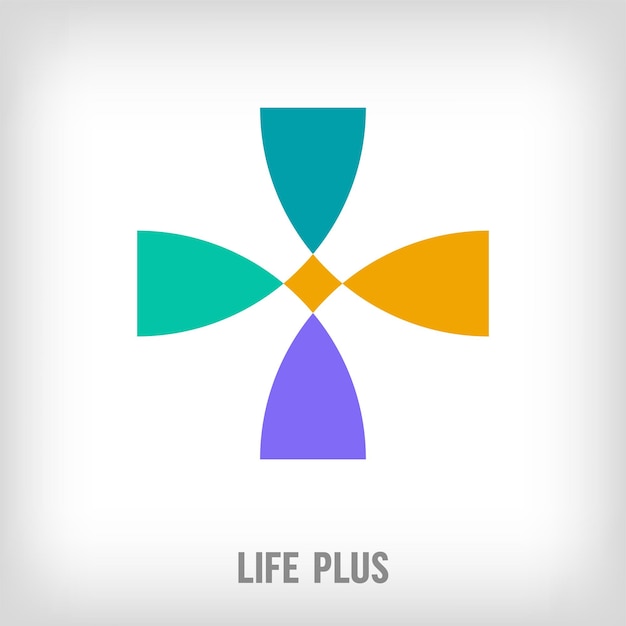 Creativa vida más el logotipo de la señal Transiciones de color únicas Salud y espalda plantilla de logotipo médico