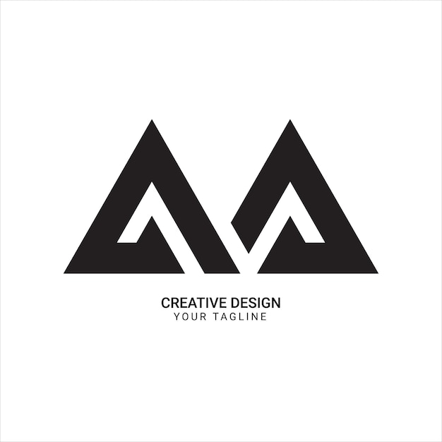 Creative AA o AMA letra triángulo forma patrón geométrico línea arte diseño de logotipo de marca moderno único