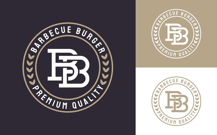 Vector creative barbecue burger monogram badge logo vector con letra inicial b en estilo vintage
