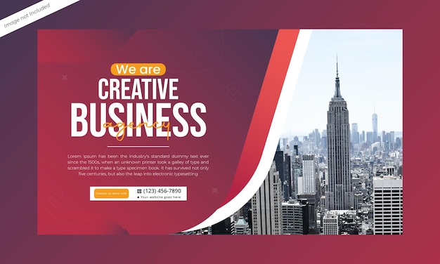 Creative Business Banner with Skyscraper and Cityscape