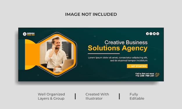 Creative Business Solution Plantilla de portada de Facebook y banner web premium