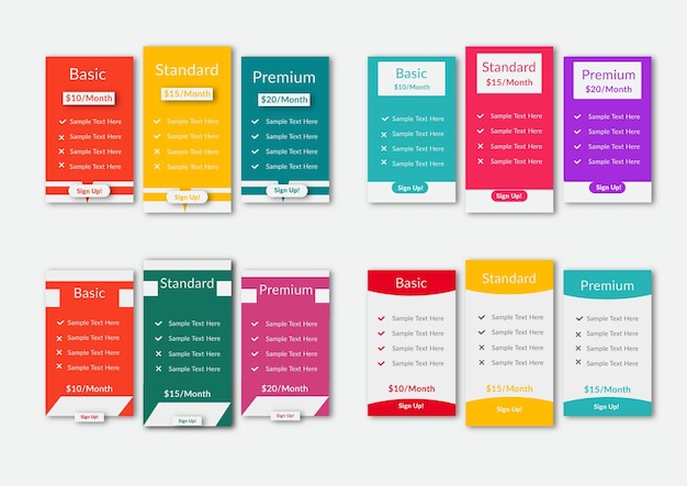 Creative Collection de planes de precios para sitios web y aplicaciones