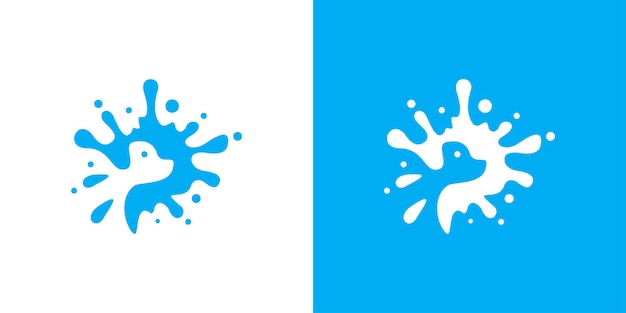 Creative dog splash logo perro y agua con estilo minimalista lavado de mascotas logo icon símbolo vector