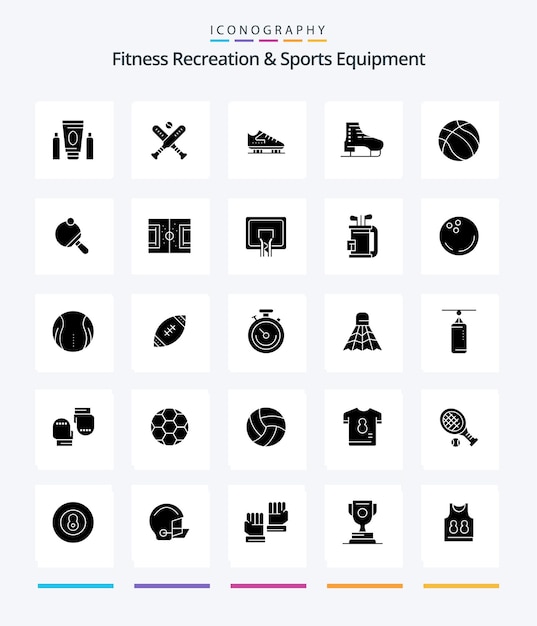 Creative Fitness Recreación y equipo deportivo 25 Glyph Solid Black icon pack Como pong nba boot basketball skating