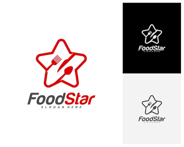 Creative food star logo design vector restaurant food court cafe logo plantilla icono símbolo ilustración