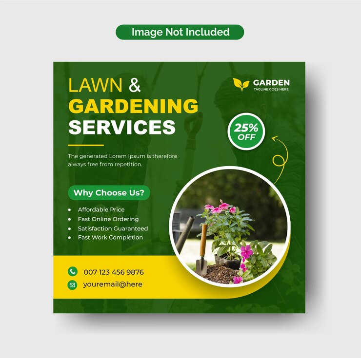 Creative Lawn garden o servicio de paisajismo publicación de instagram y plantilla de volante de banner de redes sociales