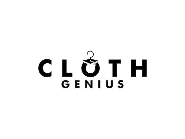 Creative Letter O Con sombrero de graduación y colgador vector Logo Genius diseño de logotipo de tienda de ropa
