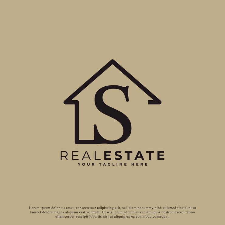 Vector creative letter s house logo design casa símbolo estilo lineal geométrico para logotipos de bienes raíces