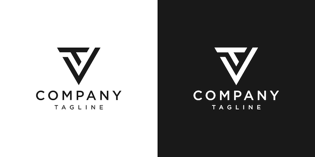 Creative Letter TV Monogram Logo Diseño Icono Plantilla Fondo blanco y negro