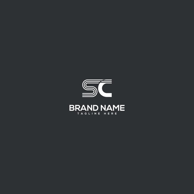 Creative Modern Letters SC CS Vector Icon Logo en colores negros