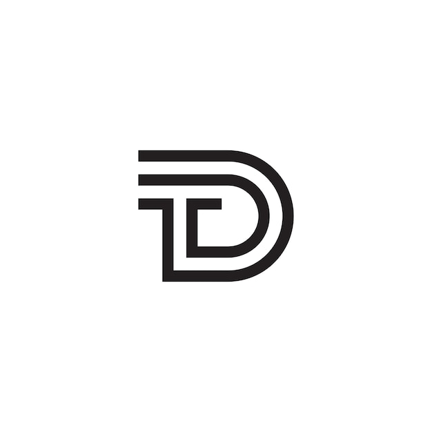 Creative Modern Letters TD TD Vector Icon Logo en colores negros