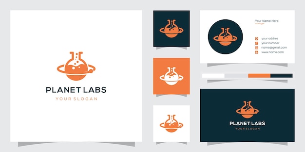 Creative planet orbit labor lab diseño de logotipo abstracto y tarjeta de visita