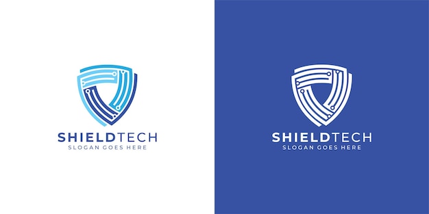 Creative Shield Tech Logo Abstracto Tecnología de escudo con estilo moderno Símbolo del icono del logotipo del ciberespacio