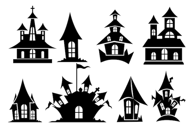 Creative Terrible Horrible House Vector, Concepto de diseño único con Horror Home, Premium Vector.