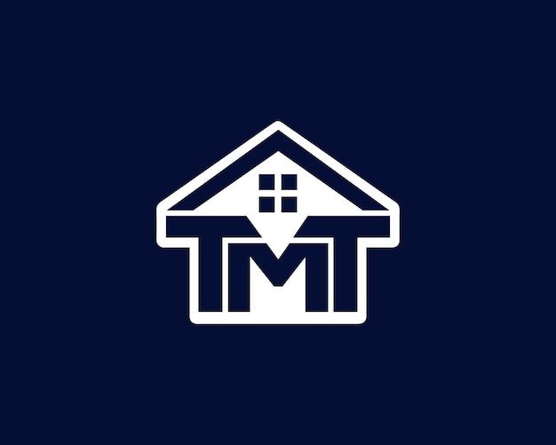 Creative TMT letter Housing Tmt logo con un fondo azul