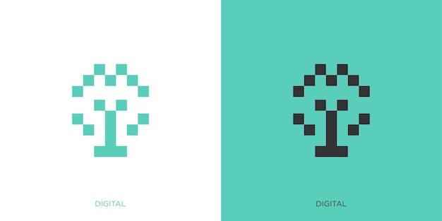 Creative Tree Tech Logo Árbol futuro inspiración digital con estilo minimalista moderno EPS 10