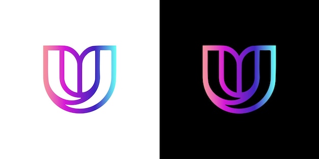 Creative U Logo diseña conceptos minimalistas con gradientes
