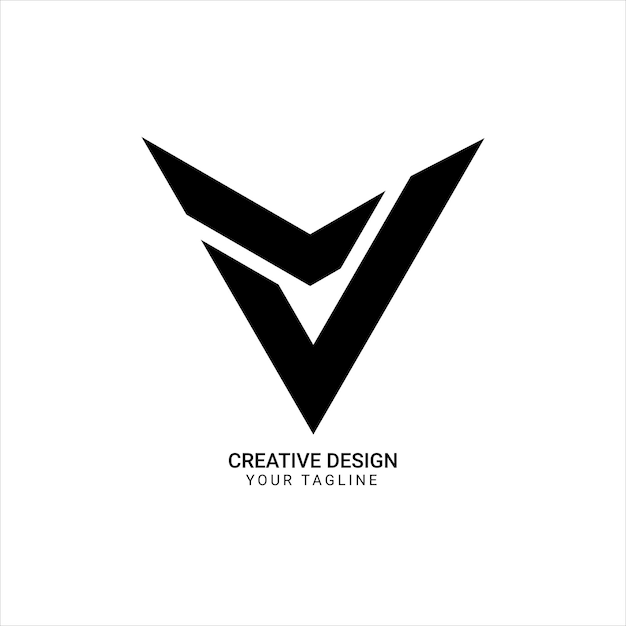 Creative V letter line art elegante forma de triángulo inicial dinámico diseño de logotipo plano de marca moderna