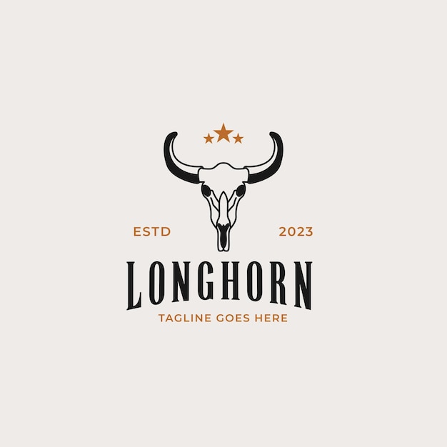 Creative vintage texas longhorn country western logo diseño concepto ilustración idea