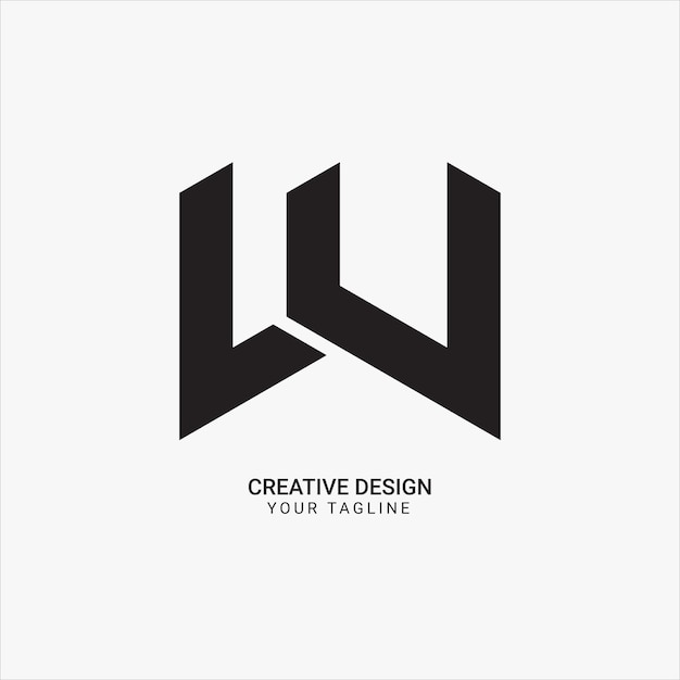 Creative WU o UW carta inicial plana elegante marca moderna diseño de logotipo único