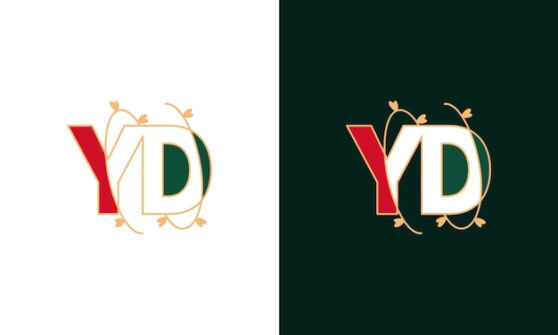 Creative YD DY logotipo de letras con belleza concepto floral vector premium