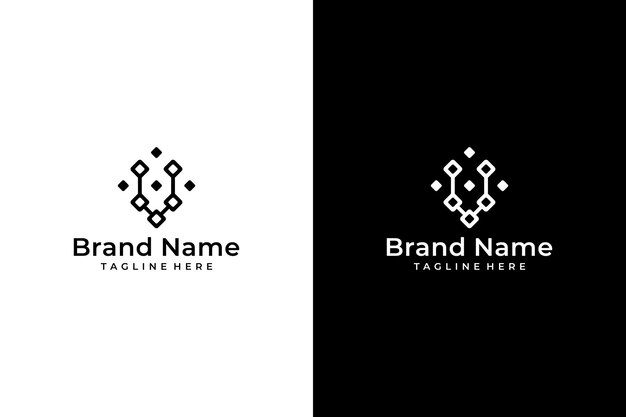 creatividad abstracta conexión letra V vector logotipo