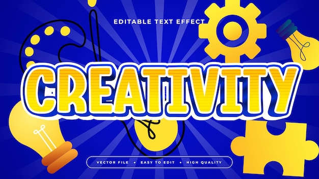 Creatividad azul amarillo y blanco estilo de fuente de efecto de texto editable en 3D
