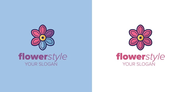 Creatividad floreciente DoodleStyle Flor Plantilla de logotipo de dibujos animados con un toque moderno de la naturaleza