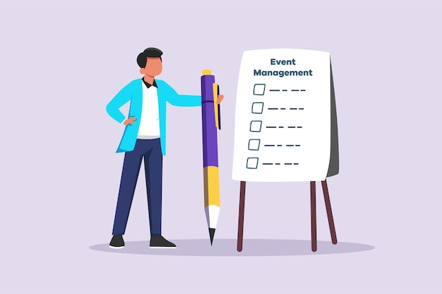 Creatividad de programación de eventos Concepto de gestión de eventos Ilustración vectorial plana de color aislada