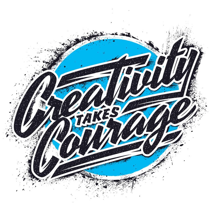 Vector la creatividad requiere coraje tipografía motivacional diseño de citas inspiradoras