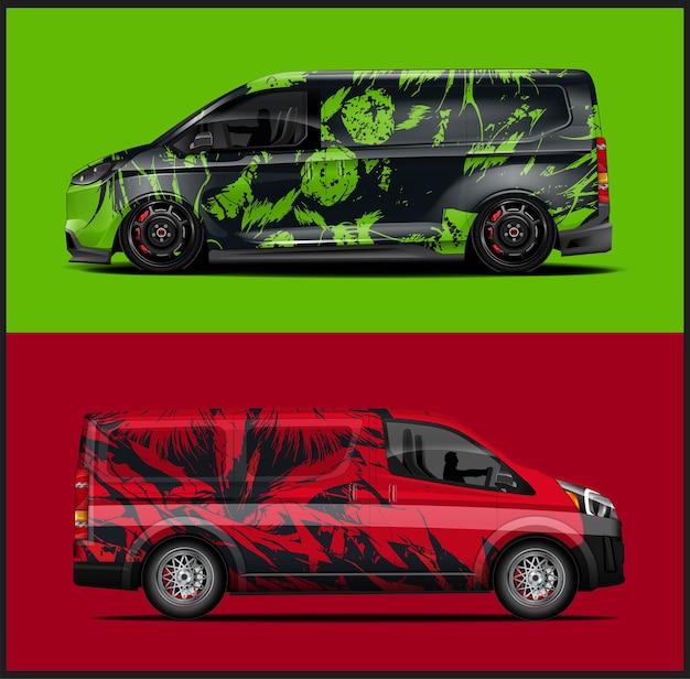 Creativity graphics car wrap design with Vector Car Wrap mockups