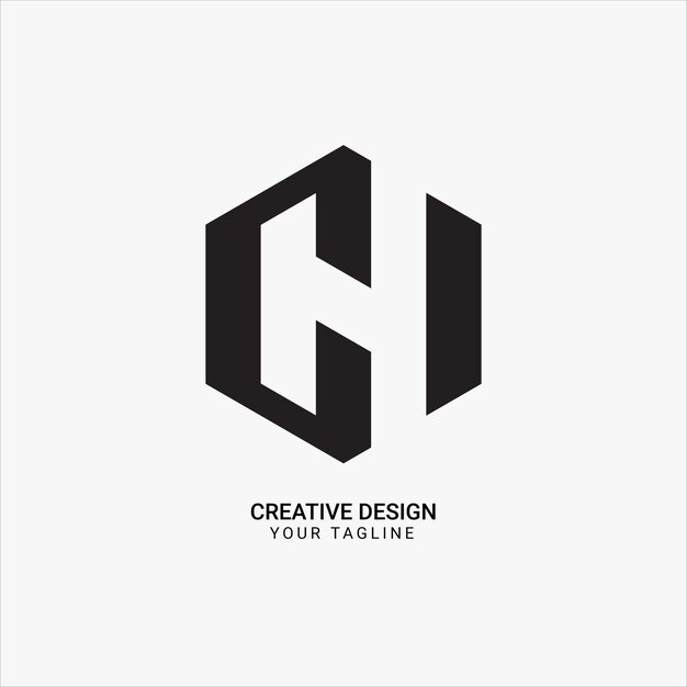Creativo CH o HC patrón de forma hexagonal inicial monograma plano mínimo diseño de logotipo único moderno