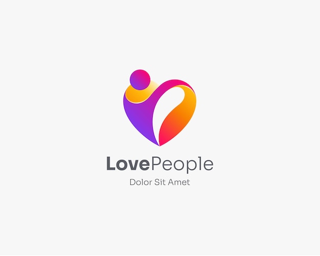 Creativo colorido amor corazón gente logotipo gradiente