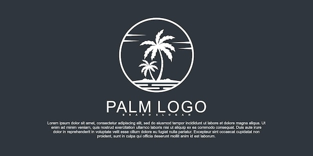 Creativo de diseño abstracto de logotipo de palmera con estilo de emblema único Vector Premium