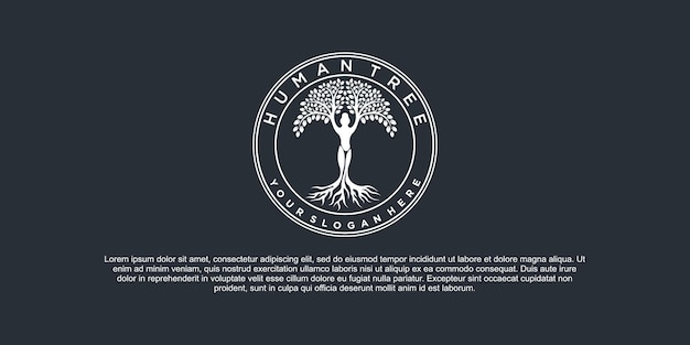 Creativo de diseño de logotipo de árbol humano con emblema de lujo estilo Premium Vektor. parte 2
