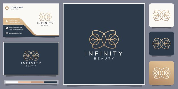 Creativo de diseño de logotipo de belleza infinita con diseño lineal abstracto, forma de equilibrio, estilo de arte lineal.