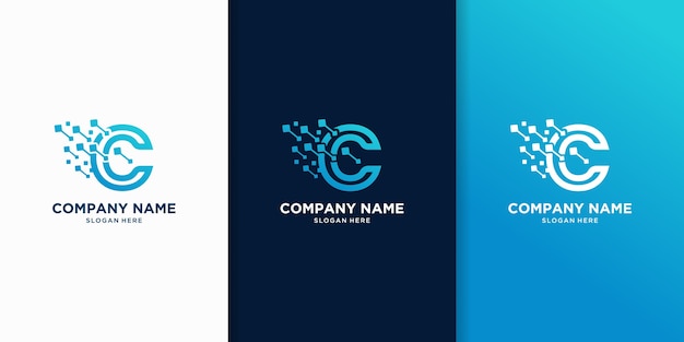 Creativo de diseño de logotipo de tecnología letra C