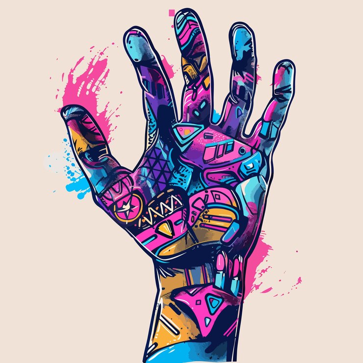 Vector creativo doodle de dibujos animados de guante dibujando a mano ilustración vibrante para proyectos de diseño