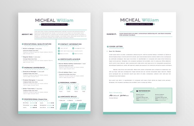 Vector creativo elegante plantilla cv