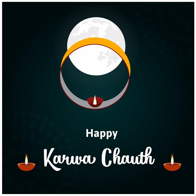 Creativo feliz Karwa Chauth celebración del festival indio ilustración vectorial
