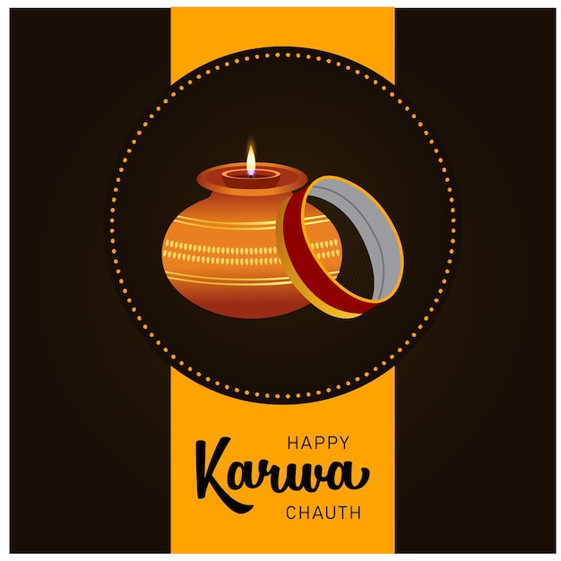 Creativo feliz Karwa Chauth celebración del festival indio ilustración vectorial