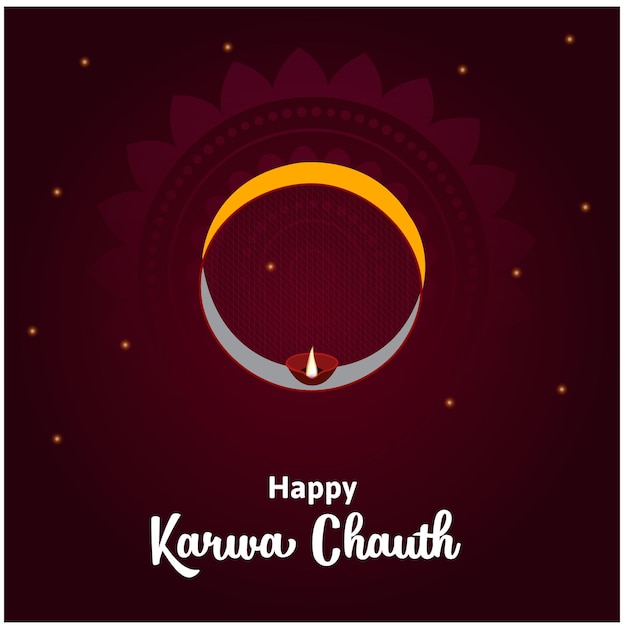 Creativo feliz Karwa Chauth celebración del festival indio ilustración vectorial
