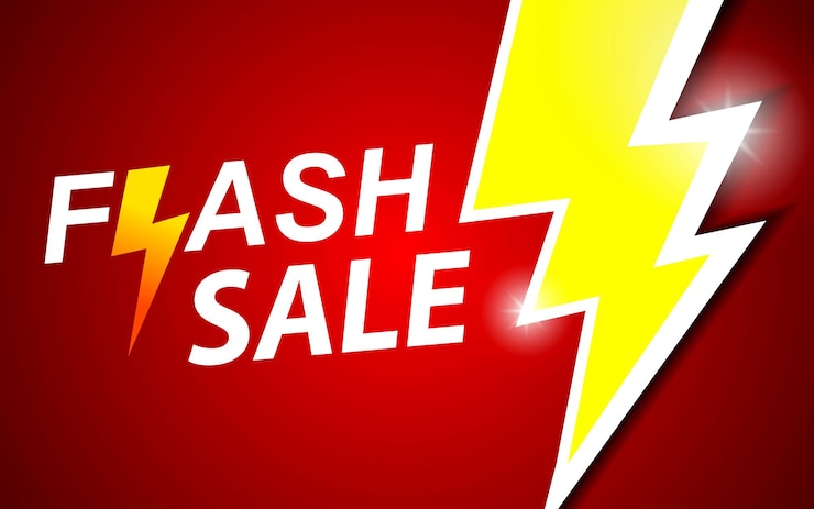 Vector creativo flash venta de compras pancarta con el trueno
