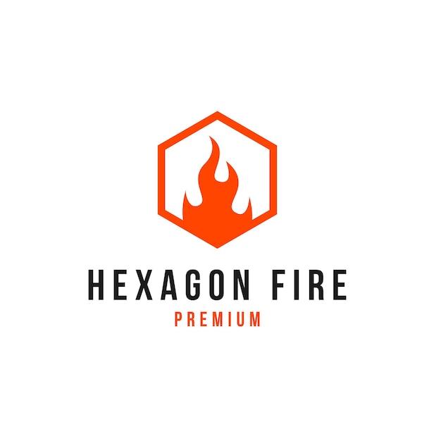 Creativo hexágono fuego llama logo diseño concepto vector ilustración símbolo icono