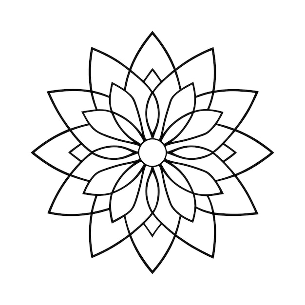 Creativo Mandala contorno en blanco y negro silueta vectorial dibujada a mano