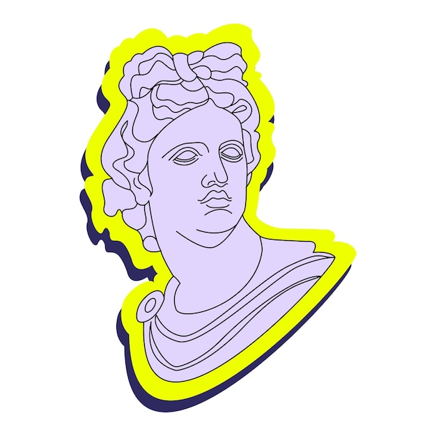 Creativo moderno clásico estampillas de escultura busto de apolo vectorial