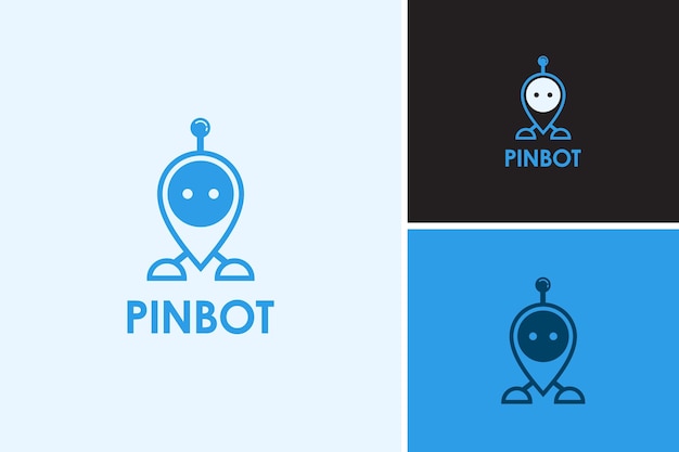 Creativo pin robot logotipo niño educación logotipo diseño de plantilla vectorial