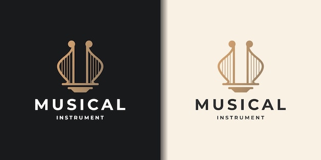 creativo de plantilla de ilustración vectorial de diseño de logotipo de arpa simple sobre fondo blanco.